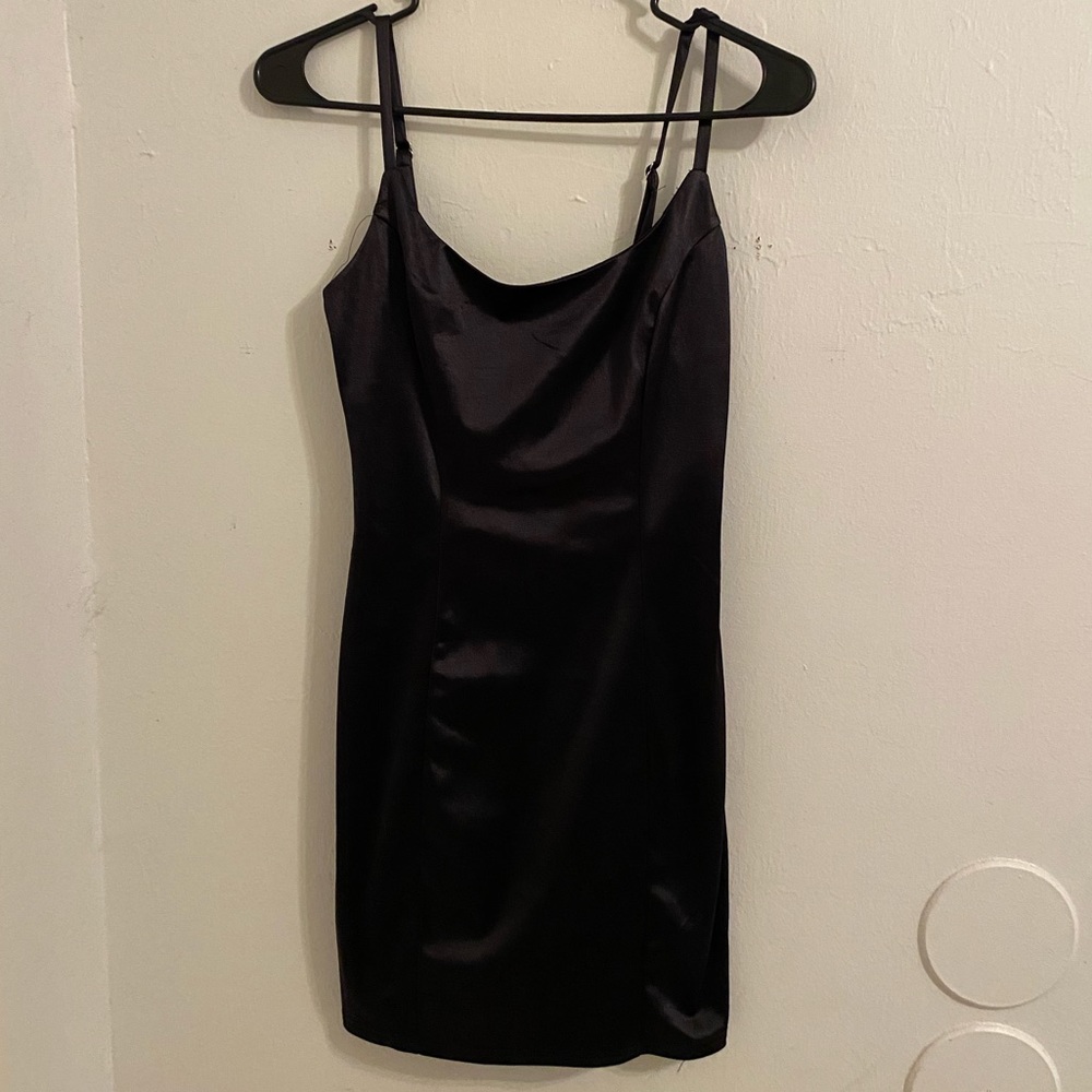 Satin dress very flattering and stretchy!